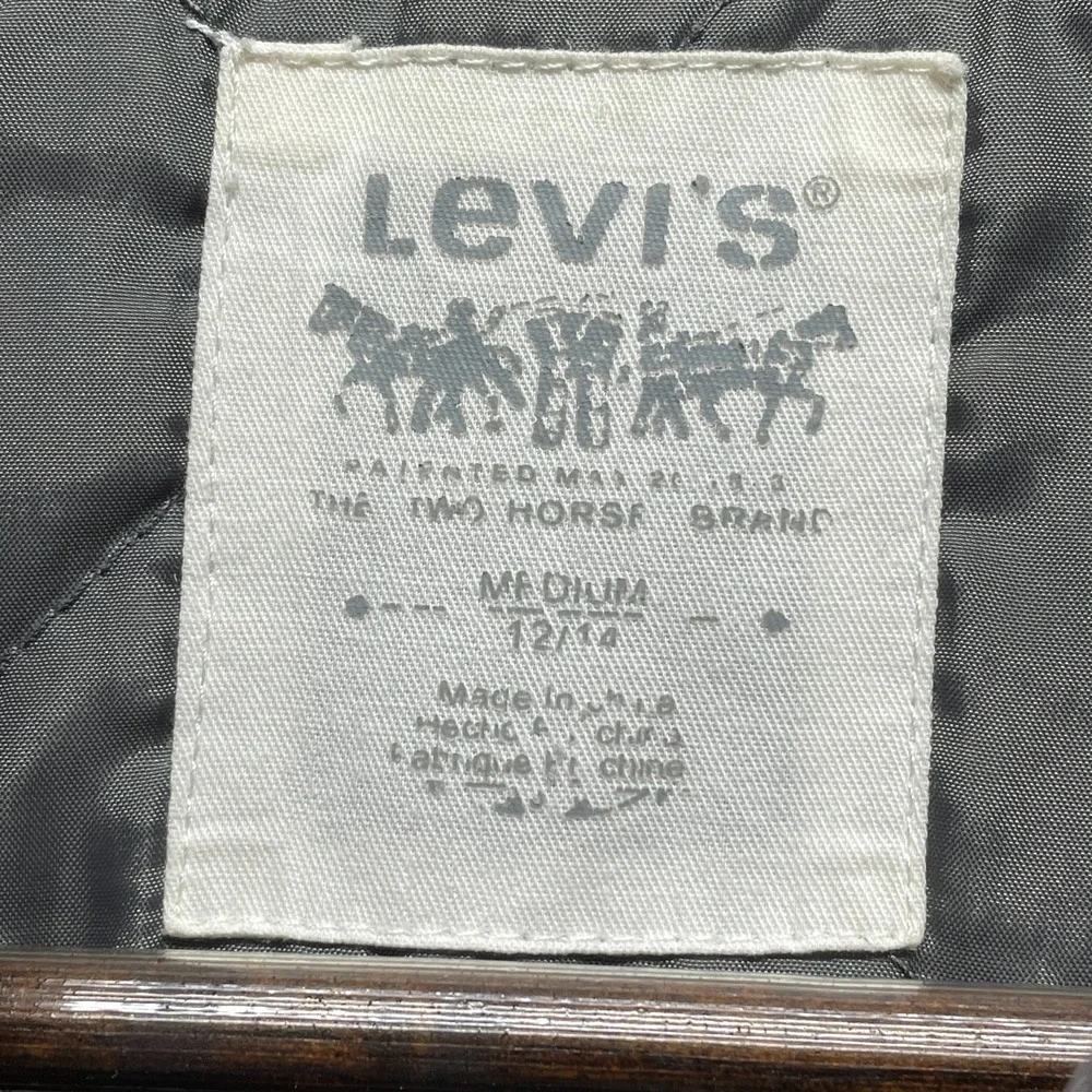 VTG‎ Levi's Flannel Jacket Youth Kids M 12/14 Multi Plaid Cotton Hooded Full Zip